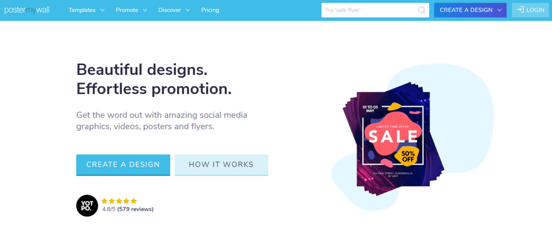 landing page of poster my wall